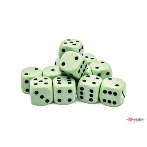 Set 12 D6 Opaque Pastel Green/black - Chessex 25665