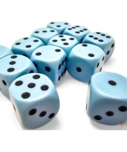 Set 12 D6 Opaque Pastel Blue/black - Chessex 25666