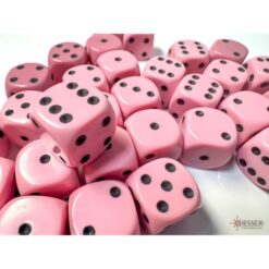 Set 36 D6 Opaque Pastel Pink/black - Chessex 25864