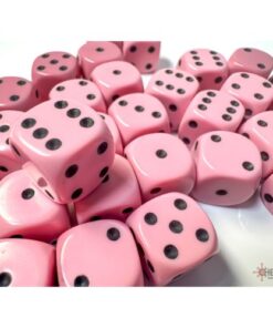 Set 36 D6 Opaque Pastel Pink/black - Chessex 25864