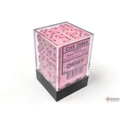 Set 36 D6 Opaque Pastel Pink/black - Chessex 25864