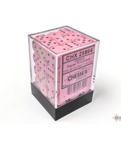 Set 36 D6 Opaque Pastel Pink/black - Chessex 25864