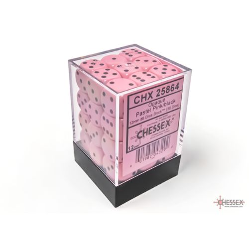 Set 36 D6 Opaque Pastel Pink/black - Chessex 25864