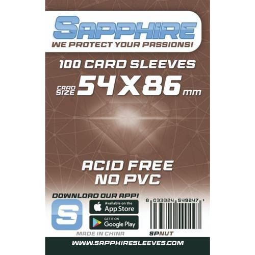 Sapphire Card Sleeves - 100 Sleeves - Nut - 54 X 86 mm