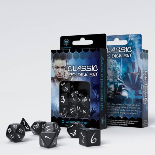 Classic RPG Black & white Dice Set - Q-Workshop