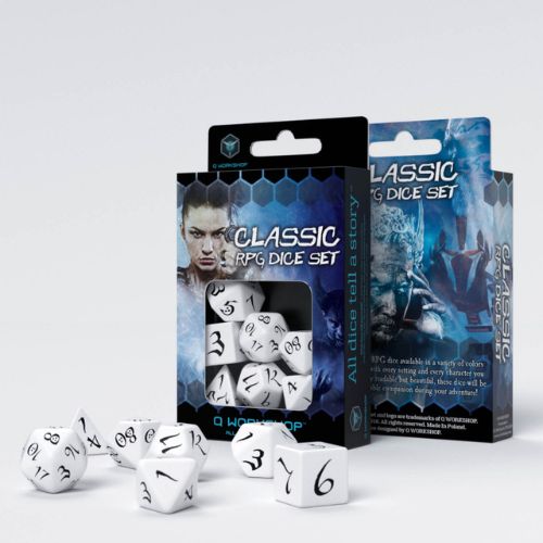 Classic RPG White & Black Dice Set - Q-Workshop