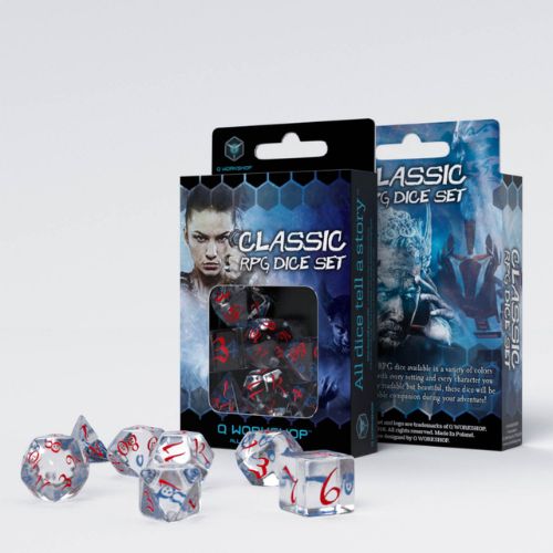 Classic RPG Translucent & blue-red Dice Set - Q-Workshop