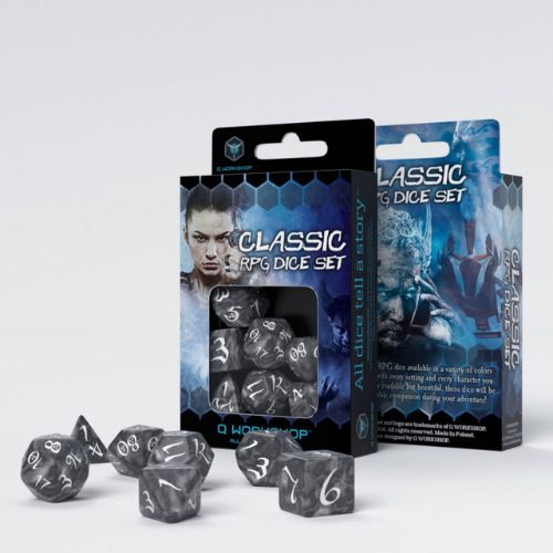 Classic RPG Smoky & white Dice Set - Q-Workshop
