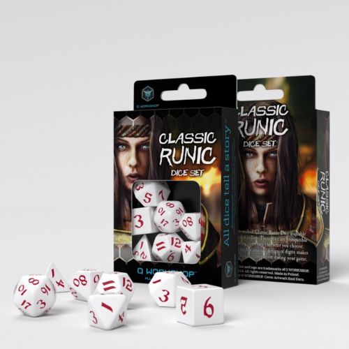 Classic Runic White & red Dice Set - Q-Workshop