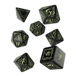 Elvish Black & glow-in-the-dark Dice Set - Q-Workshop
