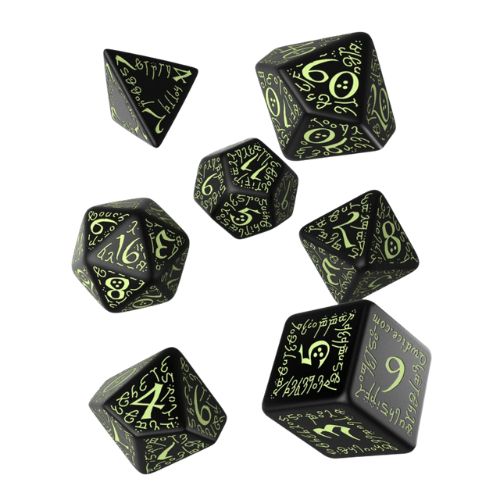 Elvish Black & glow-in-the-dark Dice Set - Q-Workshop