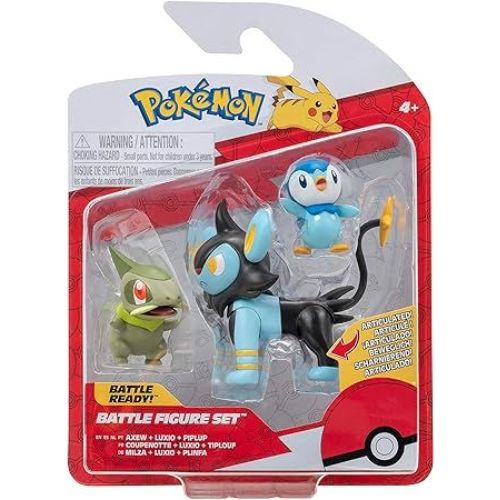 Pokémon Battle Figure Set 3-Pack Axew Luxio Piplup 5 cm Jazwares
