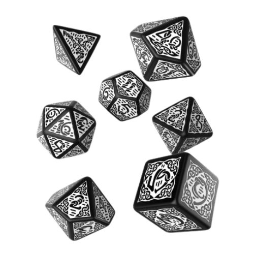 Celtic 3D Revised Black & white Dice Set