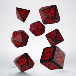 Celtic 3D Revised Black & Red Dice Set - Q-Workshop