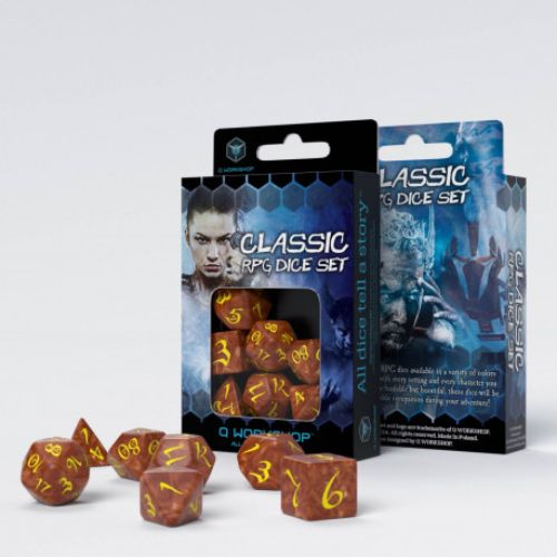 Classic RPG Caramel & yellow Dice Set - Q-Workshop
