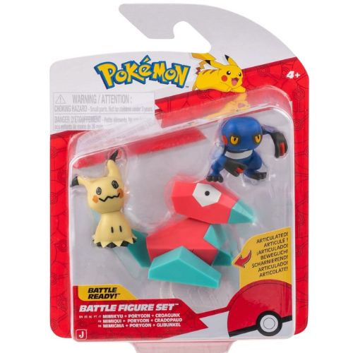 Pokémon Battle Figure Set 3-Pack Mimikyu, Porygon & Croagunk 5 cm Jazwares
