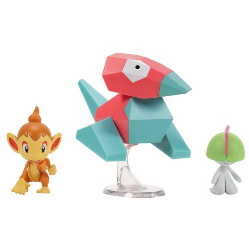 Pokémon Battle Figure Set 3-Pack Mimikyu, Chimchar, Ralts & Porygon 5 cm Jazwares
