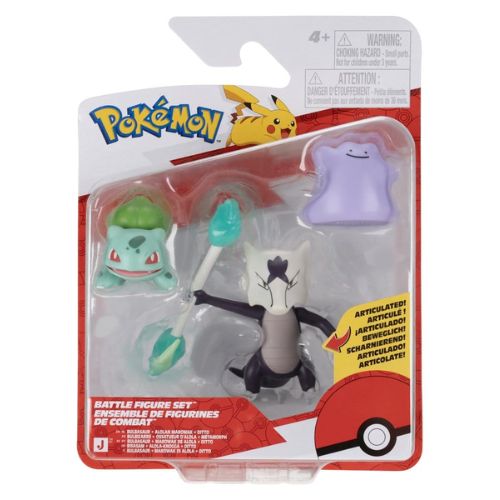 Pokémon Battle Figure Set 3-Pack Bulbasaur, Ditto & Alolan Marowak 5 cm Jazwares