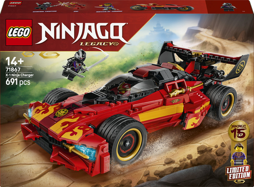 LEGO NINJAGO 71867 Super-Bolide Ninja X-1 - 15° Anniversario, Modello Auto con Moto Giocattolo e 3 Minifigure, Regalo per 14+