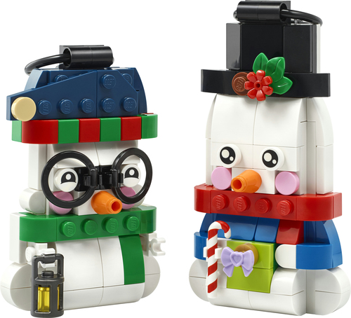 LEGO Iconic 40812 Pupazzi di Neve Ornamentali, Kit di Arti e Mestieri, Giochi di Natale con 2 Personaggi e Accessori, Regalo da - immagine 2