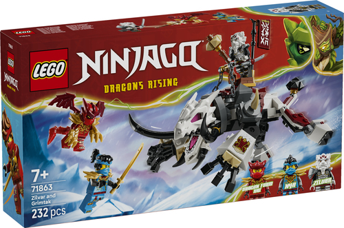 LEGO NINJAGO 71863 Zilvar e Grimtak la Bestia Drago, Giocattolo Ninja con Action Figure e 3 Minifigure, Regalo per Bambini 7+ - immagine 6