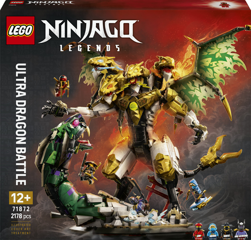 LEGO NINJAGO 71872 Battaglia dell’Ultra Drago, Giocattolo con Action Figure a 4 Teste, Serpente e 4 Minifigure, Regalo da 12+