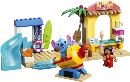 LEGO Disney | 43280 Divertimento in Spiaggia con Lilo e Stitch, Giochi Didattici, 2 Negozi, Giostra e 2 Minifigure, Regalo 4+ - immagine 2