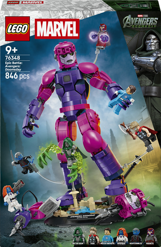 LEGO | Marvel 76348 Battaglia Epica: Avengers: Doomsday, Gioco con Action Figure della Sentinella e 6 Minifigure, Regalo 9+