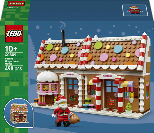 LEGO Iconic 40809 Casa di Pan di Zenzero Festiva, Gioco Natalizio con Minifigure di Babbo Natale e Accessori, Regalo per Bambini