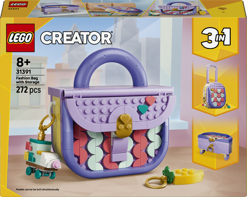 LEGO Creator 31391 3in1 Borsetta alla Moda Portaoggetti, Gioco Trasformabile in Trolley o Portaoggetti, Regalo Bambini 8+