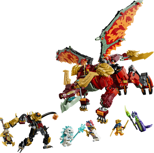 LEGO NINJAGO 71868 Mech Drago Mutaforma di Wyldfyre, Action Figure Giocattolo 2in1 con Mech e 6 Minifigure, Regalo Bambini 9+ - immagine 2