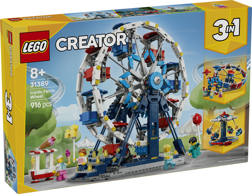 LEGO Creator 31389 3in1 Iconica Ruota Panoramica, Parco Giochi Trasformabile in Attrazione a Forma di UFO o in Giostra, da 8+ - immagine 7
