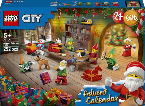 LEGO City 60510 Calendario dell'Avvento 2026, Giochi per Bambini da 5+ per Countdown di Natale, Idea Regalo con 24 Sorprese