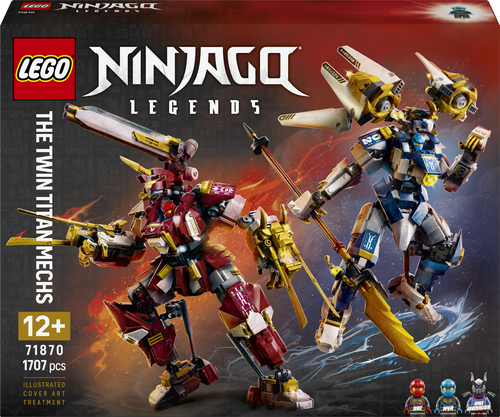 LEGO NINJAGO 71870 Mech Titanici Gemelli, Giocattolo con 2 Action Figure e 3 Minifigure, Regalo per Bambini da 12+ Anni