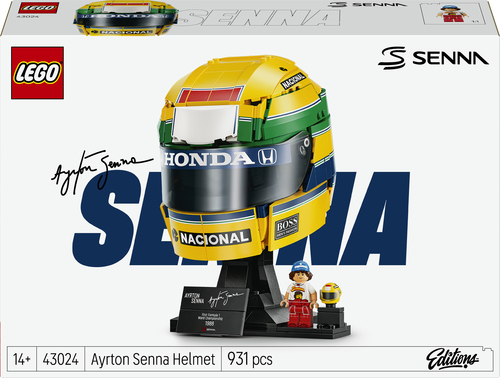 LEGO Editions 43024 Casco Ayrton Senna, Merch da F1 con Minifigure da Collezione, Regalo per Ragazzi 14+ e per Fan Adulti