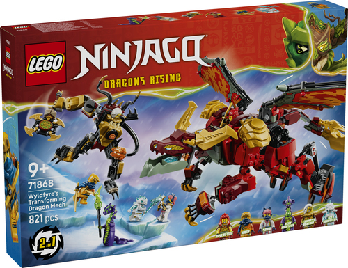 LEGO NINJAGO 71868 Mech Drago Mutaforma di Wyldfyre, Action Figure Giocattolo 2in1 con Mech e 6 Minifigure, Regalo Bambini 9+ - immagine 7
