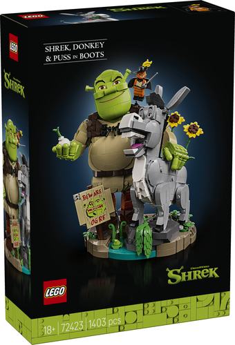LEGO 72423 Shrek, Ciuchino e Gatto con gli Stivali, Kit Modellismo per Adulti da Esposizione con 3 Personaggi, Regalo per Fan - immagine 7