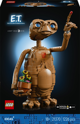 LEGO Ideas 21370 E.T. the Extra-Terrestrial, Kit Modellismo per Adulti con Figura Aliena, Fiori Finti e Mattoncino Luminoso