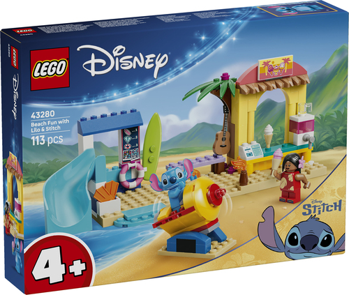LEGO Disney | 43280 Divertimento in Spiaggia con Lilo e Stitch, Giochi Didattici, 2 Negozi, Giostra e 2 Minifigure, Regalo 4+ - immagine 8