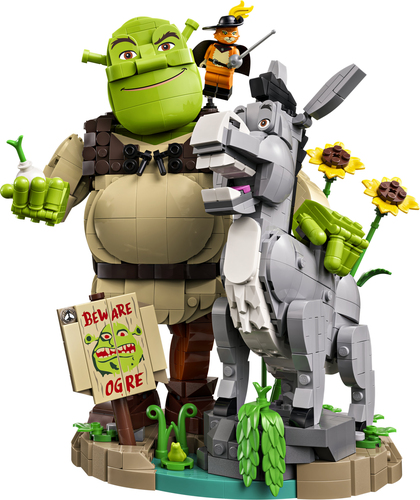LEGO 72423 Shrek, Ciuchino e Gatto con gli Stivali, Kit Modellismo per Adulti da Esposizione con 3 Personaggi, Regalo per Fan - immagine 2