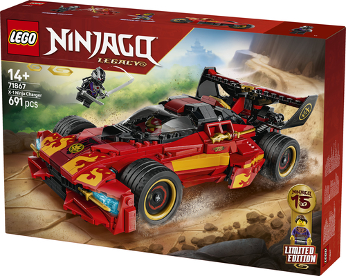 LEGO NINJAGO 71867 Super-Bolide Ninja X-1 - 15° Anniversario, Modello Auto con Moto Giocattolo e 3 Minifigure, Regalo per 14+ - immagine 8