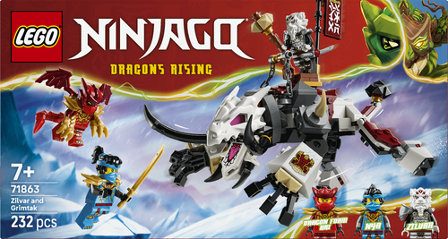 LEGO NINJAGO 71863 Zilvar e Grimtak la Bestia Drago, Giocattolo Ninja con Action Figure e 3 Minifigure, Regalo per Bambini 7+ - immagine 8