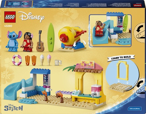 LEGO Disney | 43280 Divertimento in Spiaggia con Lilo e Stitch, Giochi Didattici, 2 Negozi, Giostra e 2 Minifigure, Regalo 4+ - immagine 7