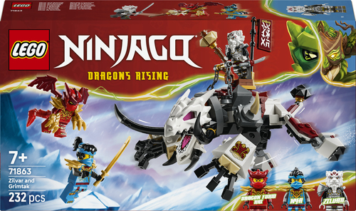 LEGO NINJAGO 71863 Zilvar e Grimtak la Bestia Drago, Giocattolo Ninja con Action Figure e 3 Minifigure, Regalo per Bambini 7+