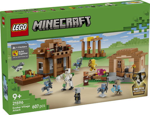 LEGO Minecraft 21596 Attacco al Villaggio dell’Evocatore, Casa Giocattolo con Giardino e 11 Personaggi, Regalo per Bambini 9+ - immagine 8